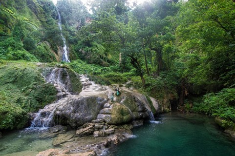 Waterfall and pools below Mele Cascades