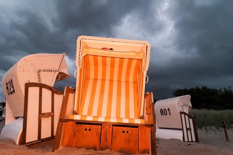 Beach chairs in the evening light