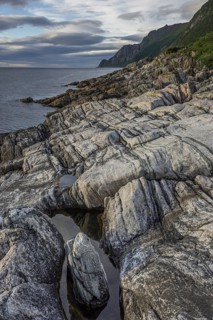 Rock structures on the coast near Husoy
