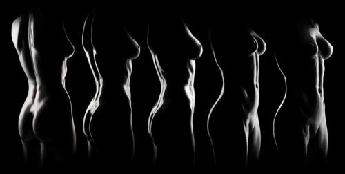 Silhouettes of nude female mannequins