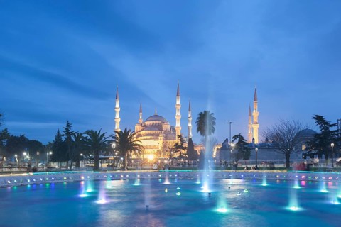 The Blue Mosque at night