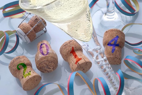 Champagne corks and champagne