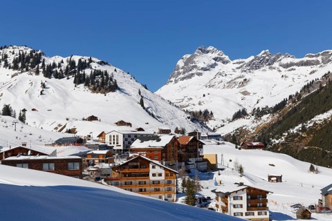 View of the village of Warth with Mt Widderstein