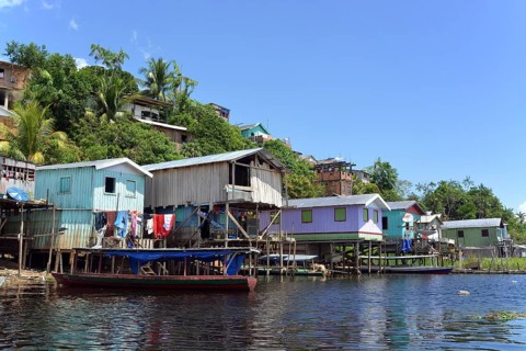 Favela riverside slum in Amazonia