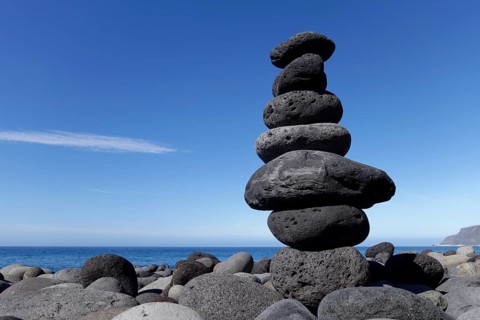 Rock heap of lava pebbles