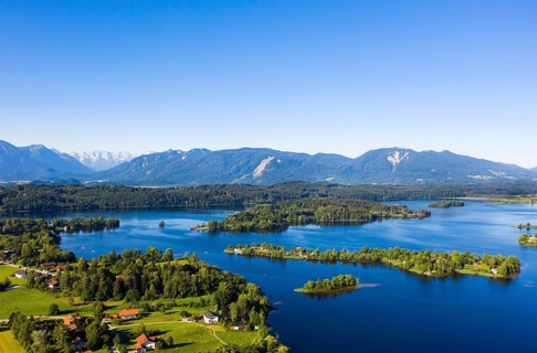 View of Lake Staffelsee with Gradeninsel island