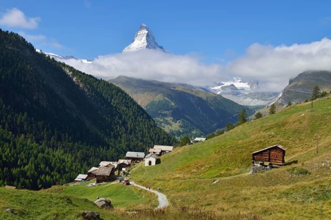 Matterhorn with Findeln village in the foreground