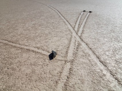 Tracks created by the mysterious moving rocks at the 'Racetrack'