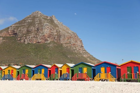 Colourful beach houses in Muizenberg