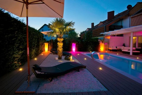 Private garden with a pool
