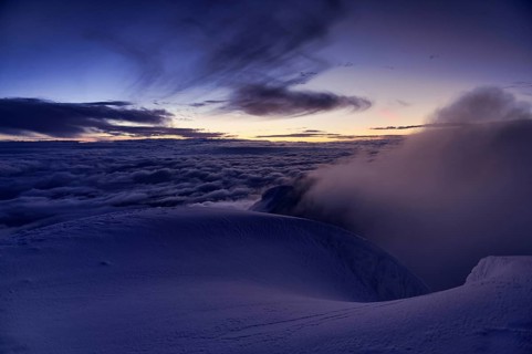 Sunrise at the summit of Cotopaxi Volcano