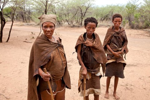 San or Bushmen women in traditional dress