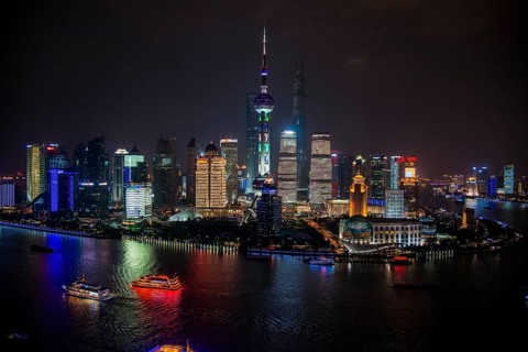 Pudong on the Huangpo River with the Oriental Pearl Tower