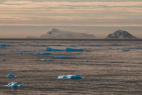 Moody light over the icebergs and glaciers