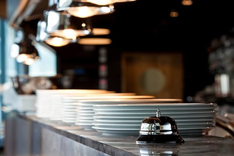 Bell on the food counter of a restaurant