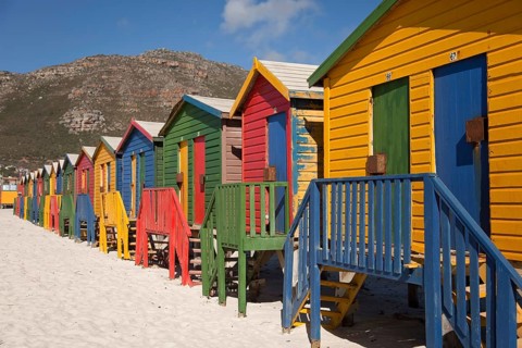 Colourful beach houses in Muizenberg