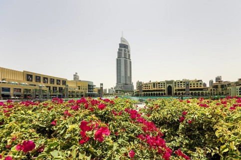 The Dubai Mall with the The Address Downtown Dubai skyscraper