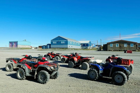 Car park with several quad bikes