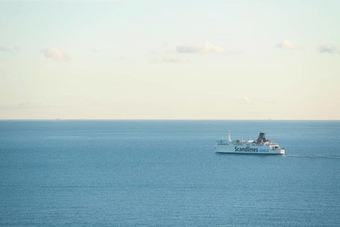 Ferry of the Scandlines ferry company sailing on the Baltic Sea