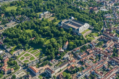 City view with Friedenstein Castle and park