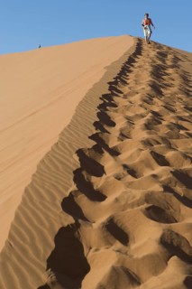 Tourists walking in the sand of Dune 45