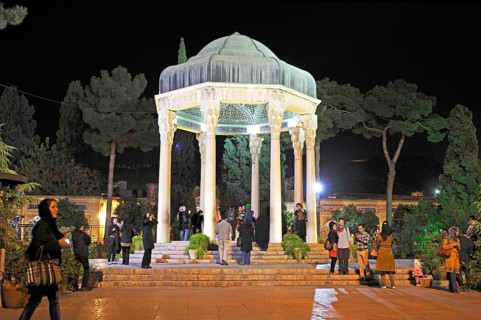 Iranian pilgrims at the mausoleum of the famous Persian poet Khwaja Samsu d-Din Muhammad Hafez-e Sirazi