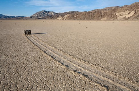 Track created by one of the mysterious moving rocks at the 'Racetrack'