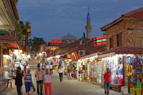Old street with shops and the Selimiye Mosque