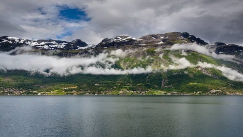 Hardangerfjord with morning fog