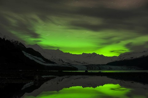Aurora borealis over College Fjord