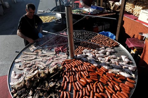 Giant barbecue at the annual All Saints Market in Cocentaina