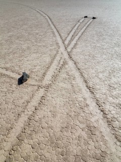 Tracks created by the mysterious moving rocks at the 'Racetrack'