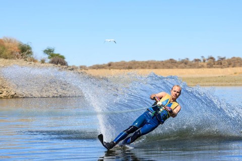 Man water skiing on a monoski
