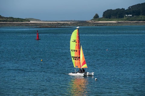 Catamaran in the bay near Landeda