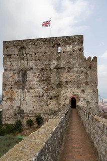 The Tower of Homage of The Moorish Castle with flying Union Flag