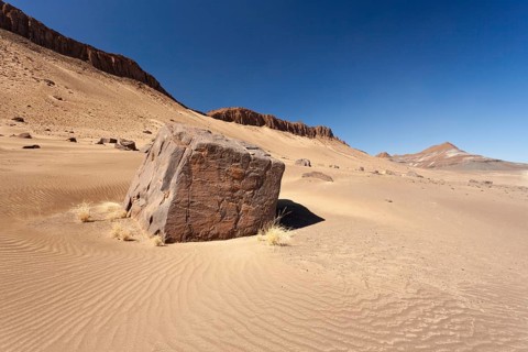 Monolith in the sand desert