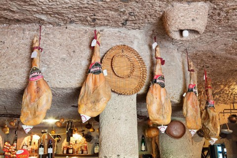Ham hanging from the ceiling