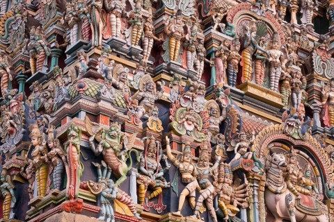 Ornate statues on the southern tower