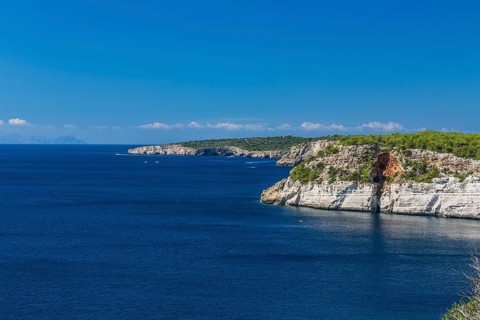 Coastline at the Morro del Levante lookout point near Cala Galdana