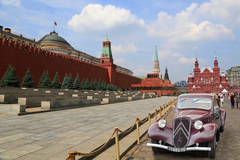 Citroen classic car parked on the Red Square