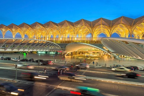 Gare do Oriente train station at twilight