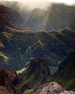 Backlit rocks in Waimea Canyon State Park