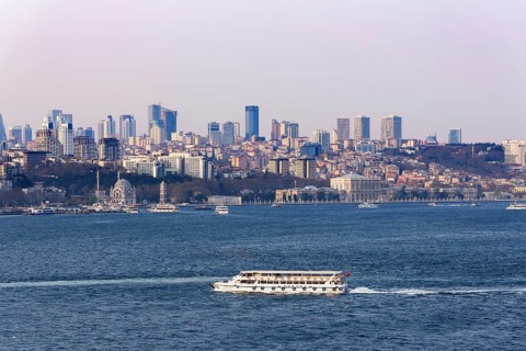 Districts Besiktas and Sisli with Dolmabahce Palace