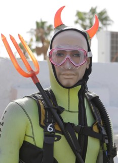 Mannequin with diving equipment