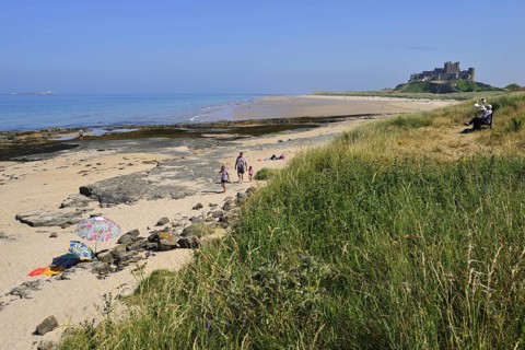 Bamburgh Castle on the coast