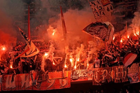 Cologne fans burning flares