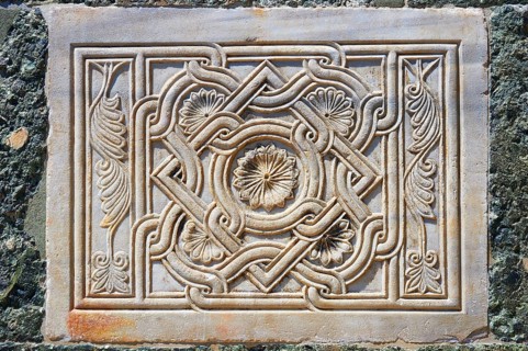 Medieval Oriental Byzantine bas-relief on the facade of St Mark's Basilica