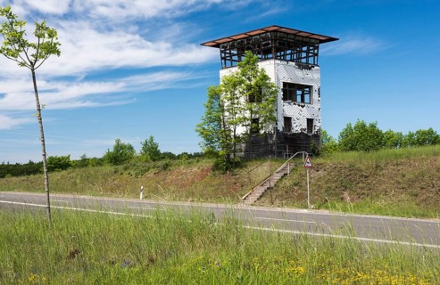 Old border tower on country raod