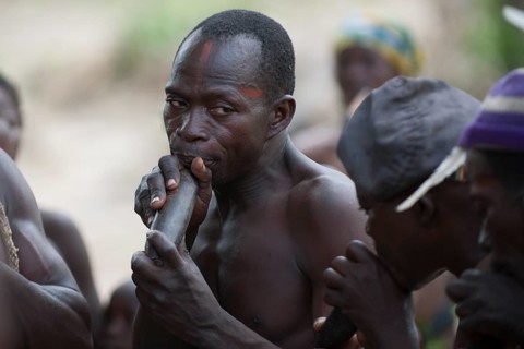 Men of the Koma people making music
