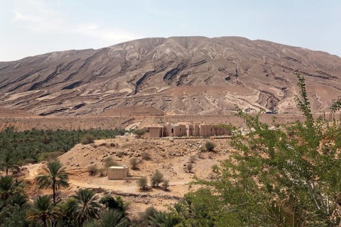 Hill with deep cuts from erosion